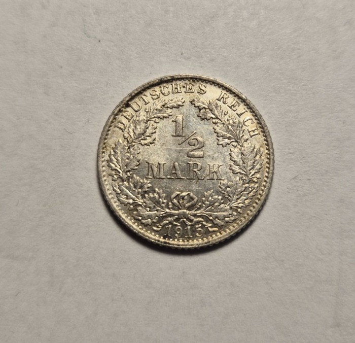 Germania 1/2 Mark Marca 1915 E UNC