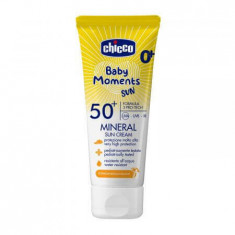 Crema protectie solara cu minerale SPF 50+ Baby Moments, 0 luni+, 75 ml, Chicco