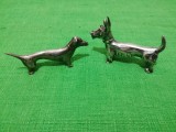 Catei argintati - figurine vintage masive din metal - Terrier scotian ( Scottie ) si Teckel