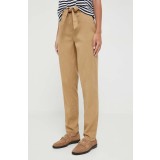 Medicine pantaloni femei, culoarea bej, fason chinos, medium waist