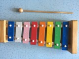 Xilofon instrument muzica muzical pentru copii din lemn cu 8 note multicolor cu un bat
