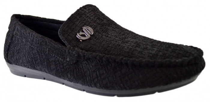 Mocasini barbati, Negri, din material textil - 43