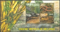 Sri Lanka 1997 - Reptile, fauna, bloc neuzat foto