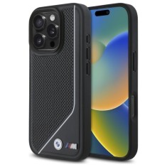 Husa BMW iPhone 16 Pro Max Hardcase M Perforated Twisted Line MagSafe, negru, BMHMP16X23PUCPK foto