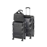 Set 3 Valize Rigide TraveLux Max X Negru, Plastic ABS, Roti Duble 360, Incuietoare Cod