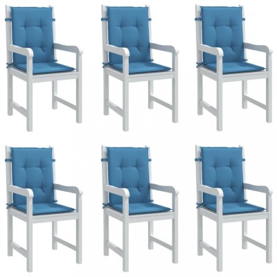 vidaXL Perne scaun spătar mic 6 buc. melanj albastru 100x50x4cm textil foto