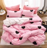 Cumpara ieftin Lenjerie Pat Bumbac cu Elastic, 4 Piese, Ranger XC111, Roz, Single (140x200) 