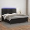 vidaXL Pat cu arcuri, saltea și LED, negru, 180x200cm, piele ecologică 3135957