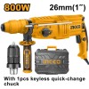 Ciocan rotopercutor sds 800 w, 2,5 j cu mandrina automata, pentru daltuire si gaurire in beton - Ingco RGH9028-2