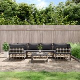 VidaXL Set mobilier de grădină cu perne, 7 piese, antracit, poliratan