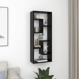 Gossi raft de perete, negru, 36x16x90 cm, lemn prelucrat