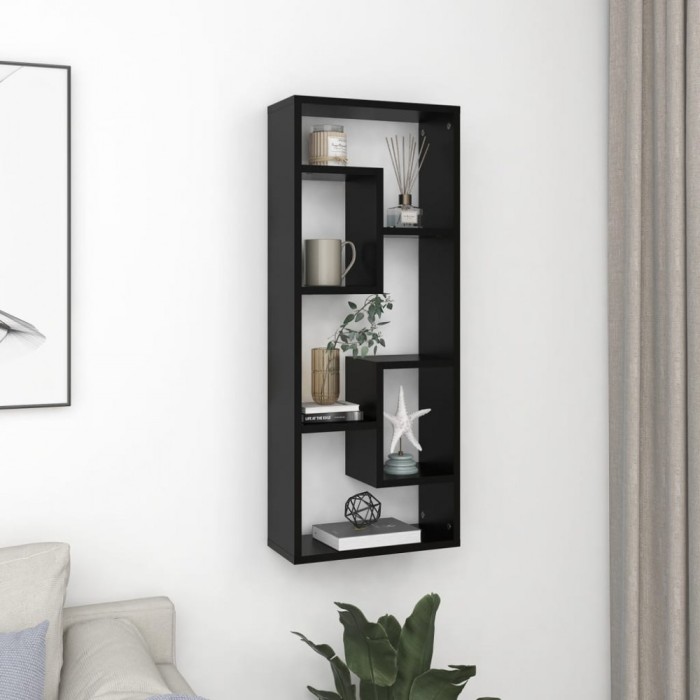 vidaXL Raft de perete, negru, 36x16x90 cm, lemn prelucrat 803012