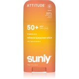 Attitude Sunly Tropical Coco crema de fata cu minerale pentru protectie stick SPF 50+ 60 g