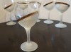 Serviciu, set 6 pahare de vin sau sampanie lucrate manual, cu picior, artist