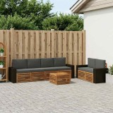 vidaXL Set de canapele de exterior cu pernă 7 pcs Natural și Antracit 3384063
