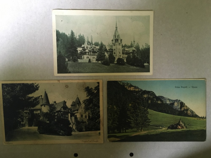 Lot 3 carti postale - regalitate, Sinaia, Castelul Peles, 1926
