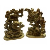 Set statuete Feng Shui Dragon cu perla nemuriri si Pasarea Phoenix 13 cm, model