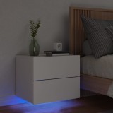 Noptiera montata pe perete cu lumini LED, alb GartenMobel Dekor, vidaXL