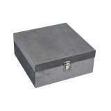 Cutie depozitare cu inchidere metalica, Catifelata, 24x24x10 cm, Gri, ATU-082985, Oem