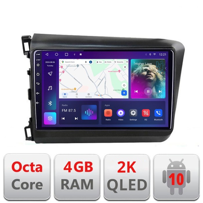 Navigatie Honda Civic Sedan C-132 Android Octa Core Ecran 2K QLED GPS 4G 4+32GB 360 KIT-132+EDT-E409-2K CarStore Technology