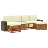 vidaXL Seturi de canapele 6 pcs Natural și Crem Lemn Solid de Acacia 3384696