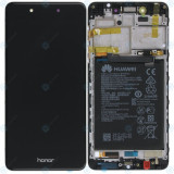 Huawei Honor 6C (DIG-L01, DIG-L21HN) Capac frontal al modulului de afișare + LCD + digitizer + baterie (sigla Honor) gri 02351FUV