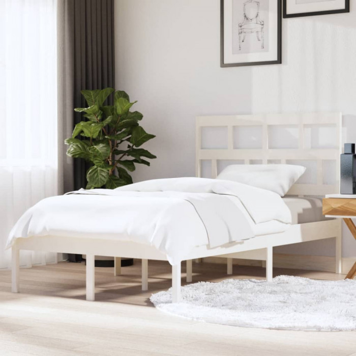 Cadru de pat, alb, 120x200 cm, lemn masiv de pin GartenMobel Dekor