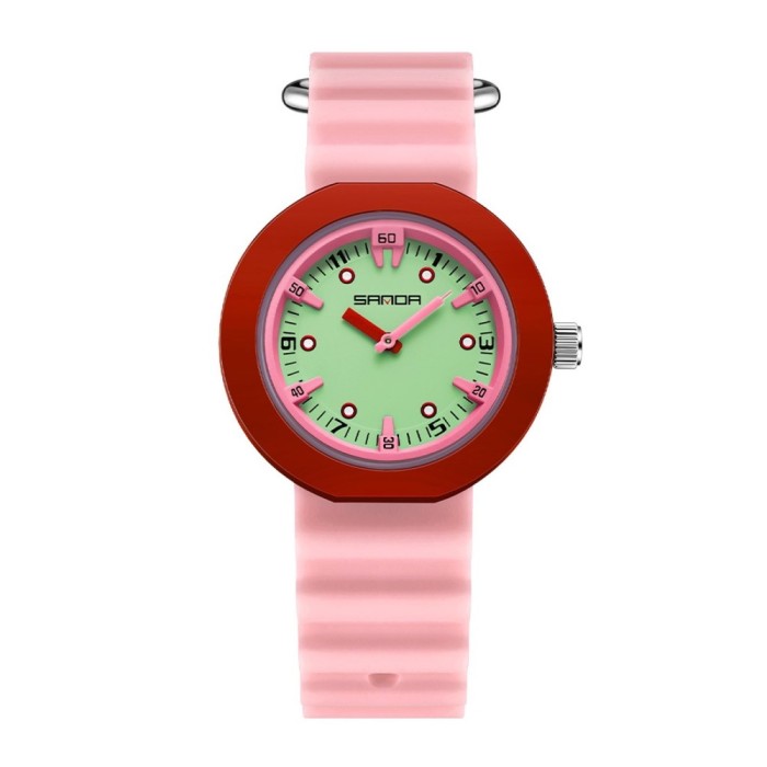 Ceas Copii Sanda 9108 Roz , Design Fashion, Analog, Rezistent la Apa 3ATM