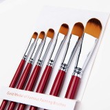 Set de 6 pensule pentru pictura Fuumuui, lemn/nailon, rosu, 15 cm