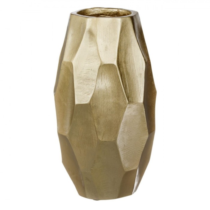 Vază Decorativă, Model Asimetric 15.2x15.2x26.7cm, Culoare Aurie, Material Polirasină