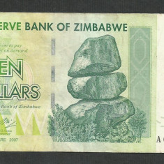 ZIMBABWE 10 DOLARI DOLLARS 2007 [10] P- 67 , VF+