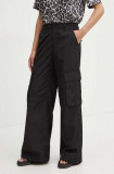 MICHAEL Michael Kors pantaloni femei, culoarea negru, fason cargo, high waist, MT430O77LD