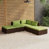 Gossi set mobilier de gradina cu perne, 5 piese, maro, poliratan