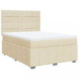 Cumpara ieftin Pat box spring cu saltea, crem, 140x200 cm, textil