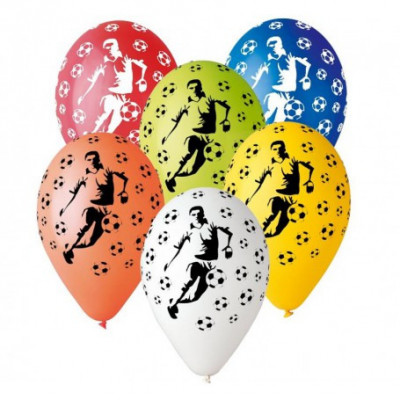 Set 5 baloane latex model fotbal multicolor 30 cm foto