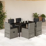 vidaXL Set mobilier de grădină cu perne, 7 piese, gri, poliratan 3262865