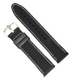 Cumpara ieftin Curea Silicon Neagră Cusătură Albă 22mm L Inox Compatibil Ceasuri Barbatesti Sport Casual Elegante Rezistent Apa