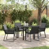 vidaXL Set de masă pentru grădină 5 pcs Negru Rattan poli