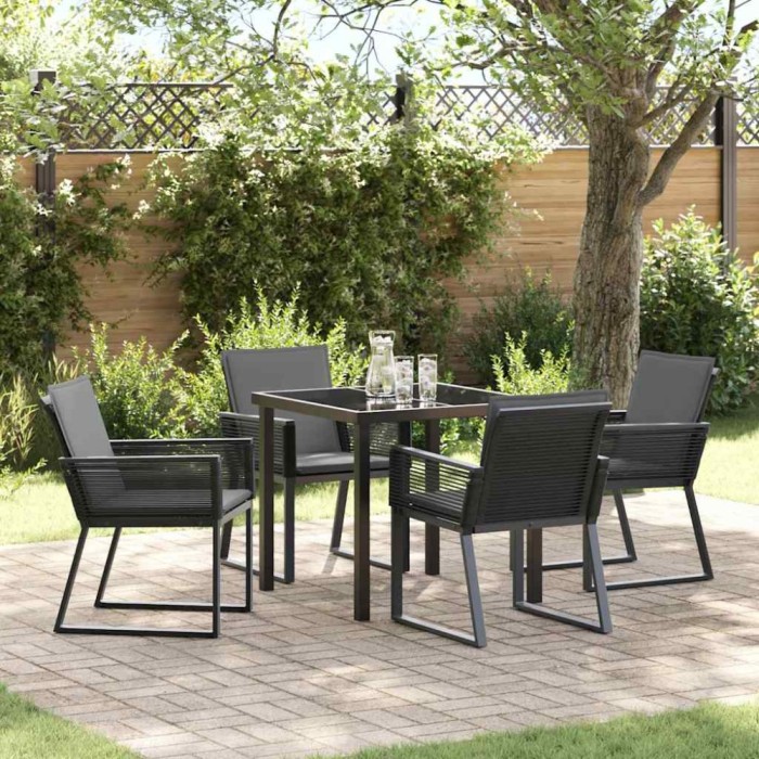 vidaXL Set de masă pentru grădină 5 pcs Negru Rattan poli 3379318
