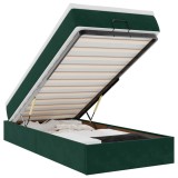 Cumpara ieftin Cadru de pat otoman cu saltea catifea verde inchis 90x200cm