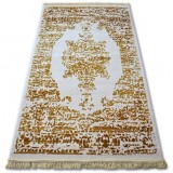 Covor acril Manyas 192AA fildeş si aur Franjuri, 80x300 cm, Dreptunghi, Lana