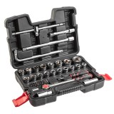 Set tubulare 1/4 si 1/2, 47 piese, cu clichet si geanta TOP TOOLS