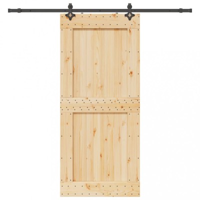 Ușă glisantă cu set feronerie, 100x210 cm, lemn masiv de pin foto