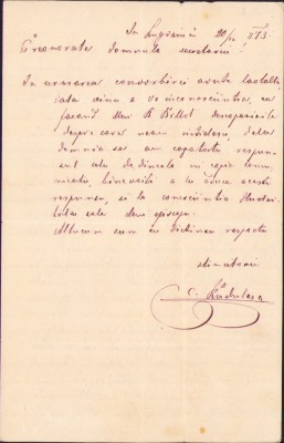 HST 423S Scrisoare olografă 1873 Constantin Rădulescu primar Lugoj foto