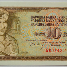 BANCNOTA 10 DINARI / DINARA - RSF YUGOSLAVIA, anul 1968 *cod 848 = UNC