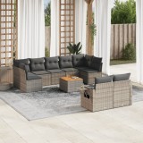 Set mobilier de gradina cu perne, 10 piese, gri, poliratan GartenMobel Dekor, vidaXL