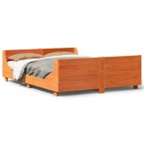 Cumpara ieftin Cadru pat fara saltea, maro ceruit, 135x190 cm, lemn masiv pin