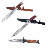 Cumpara ieftin Set 2 Cutite Vanatoare Argintii + Briceag Automatic AK-47 Cadou, Otel, Camping, Ideallstore