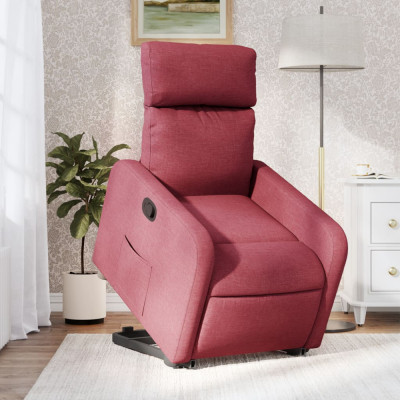 vidaXL Fotoliu rabatabil cu ridicare, roșu vin, material textil 3206702 foto