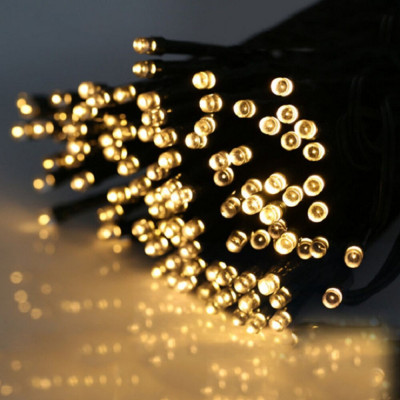Instalatie solara, 100LED, 10 metri, alb cald foto